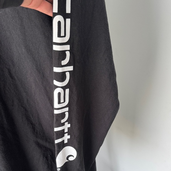 CARHARTT Men's Black Long Sleeve | Large-Tall | Arm Logo - Picture 3 of 7